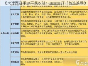 《大话西游手游平民攻略：血宝宝打书首选推荐》