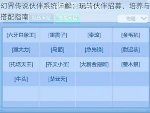 幻界传说伙伴系统详解：玩转伙伴招募、培养与搭配指南