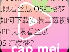 草莓视频APP下载安装无限看丝瓜IOS红楼梦—如何下载安装草莓视频 APP 无限看丝瓜 IOS 红楼梦？