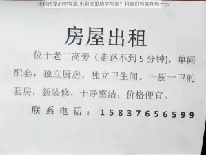 出租房里的交互高,出租房里的交互高？租客们到底在做什么