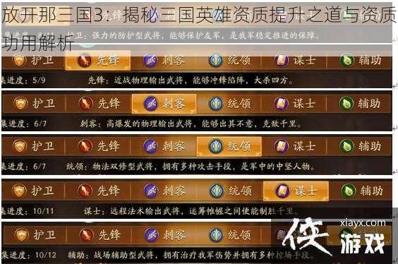 放开那三国3：揭秘三国英雄资质提升之道与资质功用解析