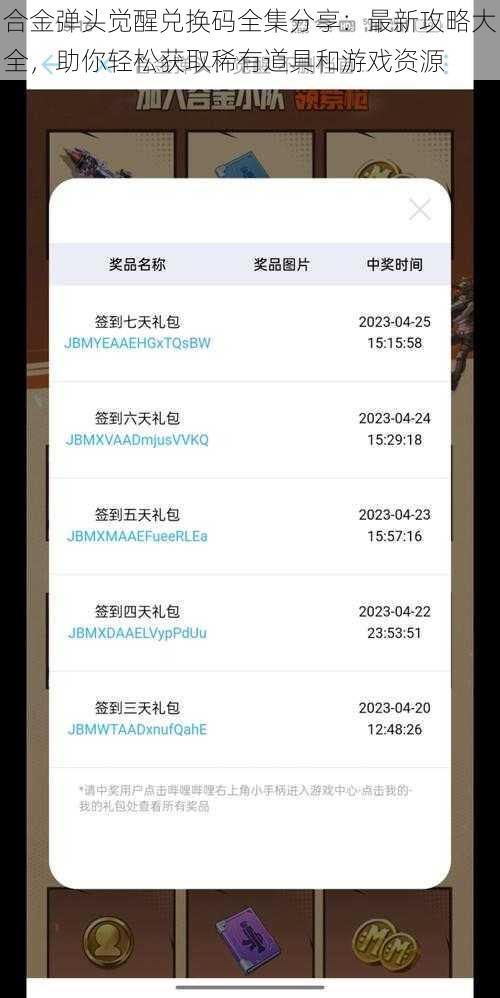 合金弹头觉醒兑换码全集分享：最新攻略大全，助你轻松获取稀有道具和游戏资源