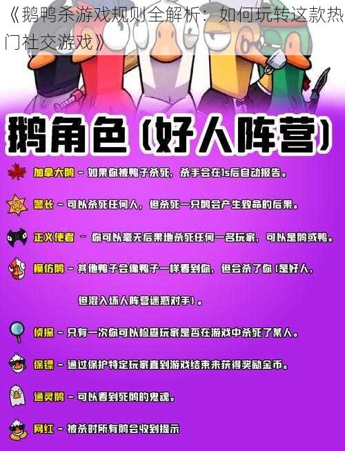 《鹅鸭杀游戏规则全解析：如何玩转这款热门社交游戏》