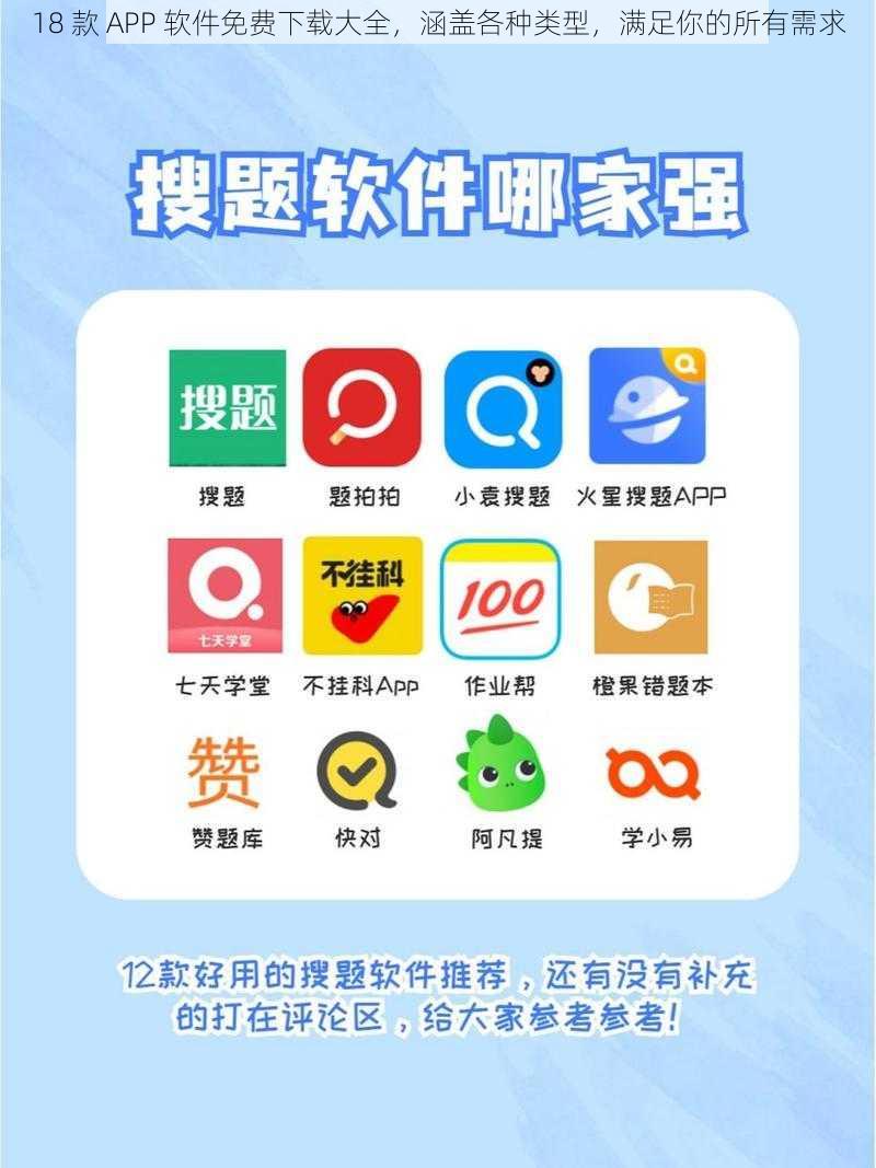 18 款 APP 软件免费下载大全，涵盖各种类型，满足你的所有需求