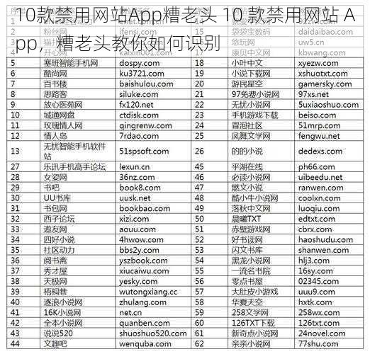 10款禁用网站App糟老头 10 款禁用网站 App，糟老头教你如何识别
