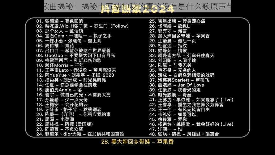 抖音热门歌曲揭秘：揭秘十五楼神秘的真的没有是什么歌原声带热议回顾