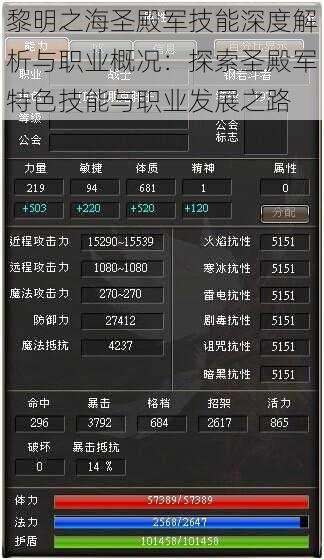 黎明之海圣殿军技能深度解析与职业概况：探索圣殿军特色技能与职业发展之路
