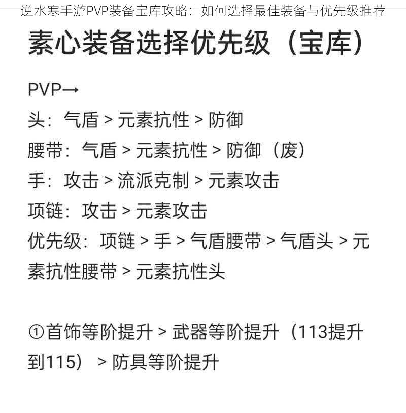 逆水寒手游PVP装备宝库攻略：如何选择最佳装备与优先级推荐