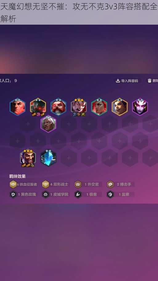 天魔幻想无坚不摧：攻无不克3v3阵容搭配全解析