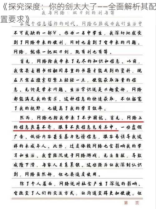 《探究深度：你的剑太大了——全面解析其配置要求》