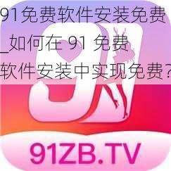 91免费软件安装免费_如何在 91 免费软件安装中实现免费？