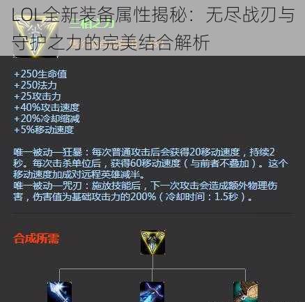 LOL全新装备属性揭秘：无尽战刃与守护之力的完美结合解析