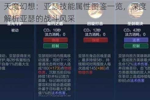 天魔幻想：亚瑟技能属性图鉴一览，深度解析亚瑟的战斗风采